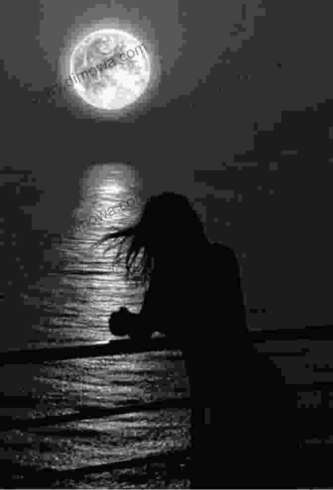 A Serene Image Of A Woman Sleeping Peacefully Under The Moonlight. Bright Moon Light