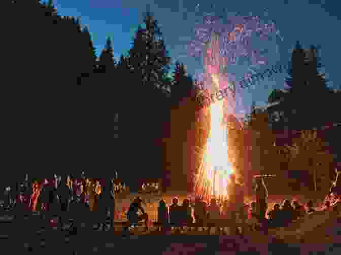 Characters Gathered Around A Midsummer Festival Bonfire Carla S Adventure In Sweden : Midsummer Festival (An Easy Fiction Book) (The Traveling Trunk 3)